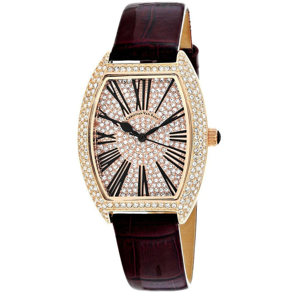 Christian Van Sant Women's CV4843 Chic  Maroon Leather Watch