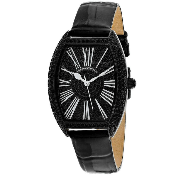 Christian Van Sant Women's CV4844 Chic  Black Leather Watch