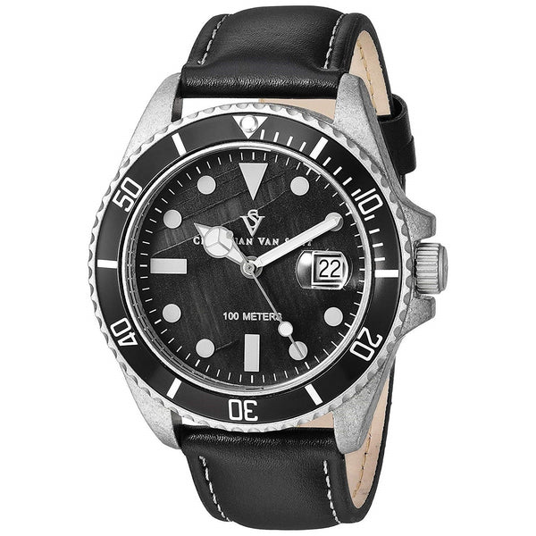 Christian Van Sant Men's CV5100LB Montego Vintage Black Leather Watch