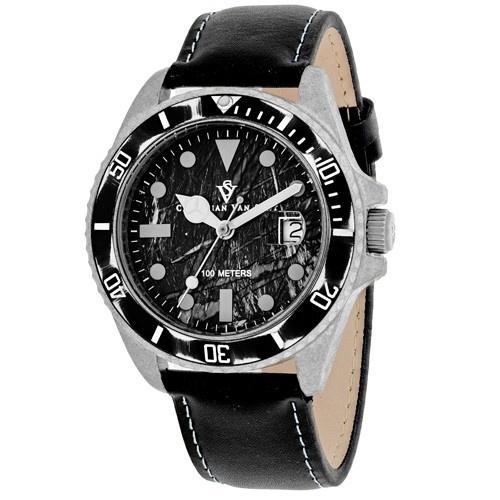 Christian Van Sant Men's CV5100L Montego Vintage Black Leather Watch