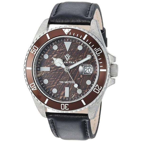 Christian Van Sant Men's CV5101LB Montego Vintage Black Leather Watch