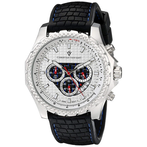 Christian Van Sant Men's CV5121 Sport Retrograde Chronograph Black Rubber Watch