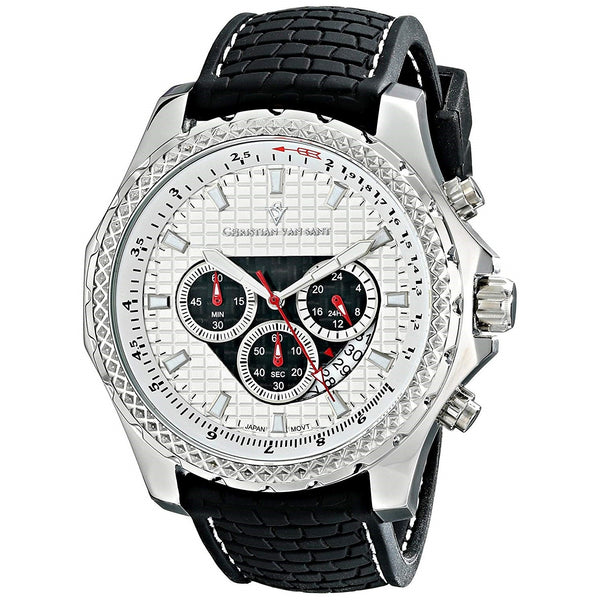 Christian Van Sant Men's CV5122 Sport Retrograde Chronograph Black Rubber Watch