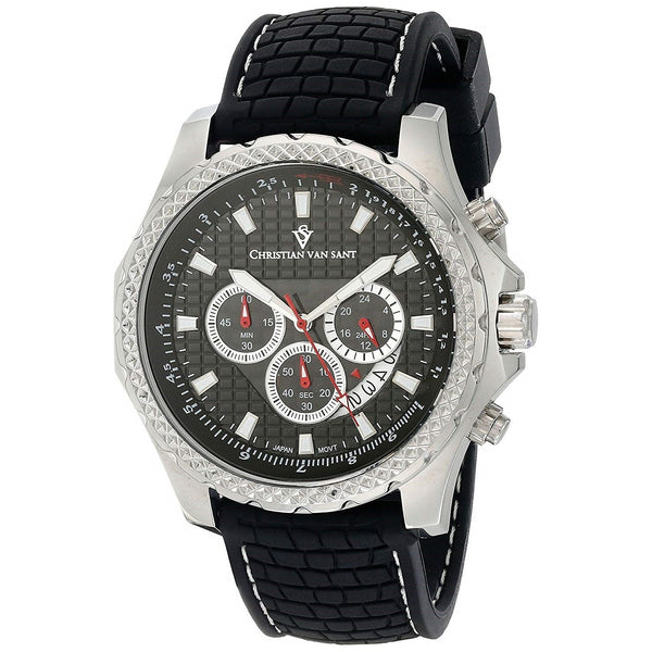 Christian Van Sant Men's CV5125 Sport Retrograde Chronograph Black Rubber Watch