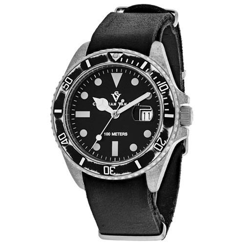 Christian Van Sant Men's CV5200 Montego Black Leather Watch