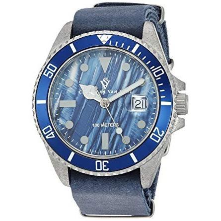 Christian Van Sant Men's CV5203B Montego Vintage Blue Leather Watch
