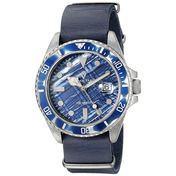 Christian Van Sant Men's CV5203 Montego Vintage Blue Leather Watch