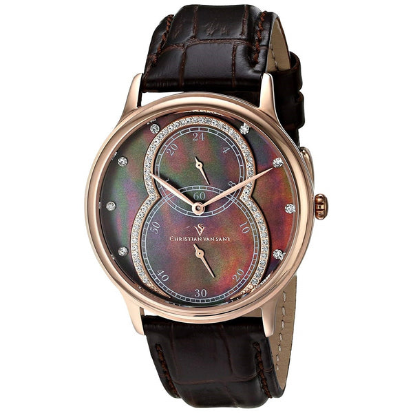 Christian Van Sant Women's CV5413 Infinie Crystal Brown Leather Watch