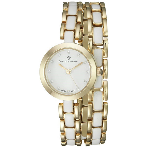 Christian Van Sant Women's CV5612 Spiral Crystal Two-Tone Stainless Steel Watch