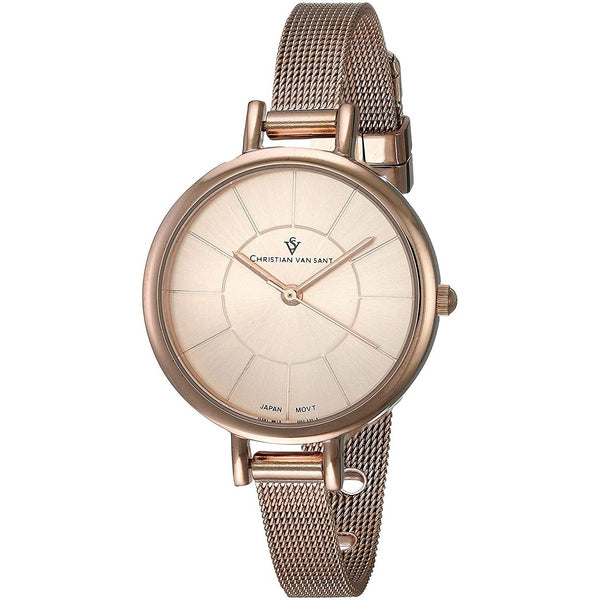 Christian Van Sant Women's CV6614 Skinny Rose Gold-Tone Stainless Steel Mesh Watch