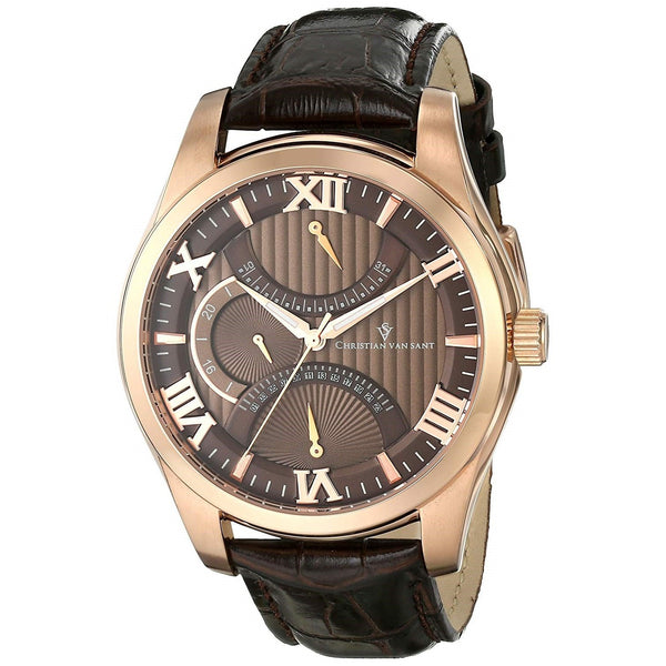 Christian Van Sant Men's CV7311 Oak Brown Leather Watch