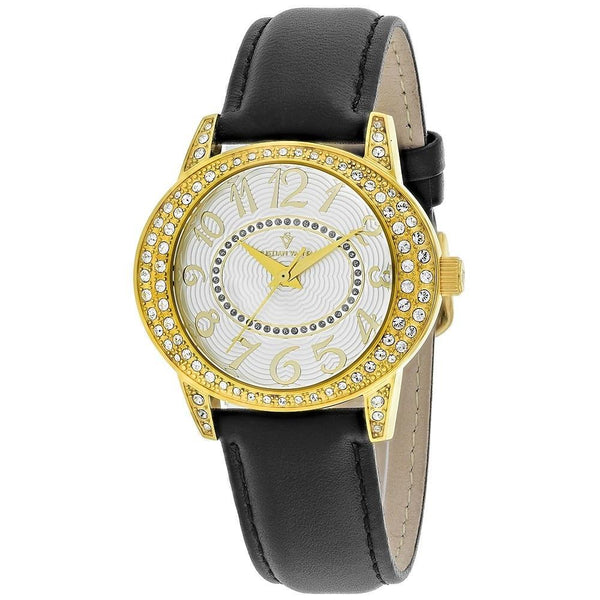 Christian Van Sant Women's CV8412 Jazz Crystal Black Leather Watch