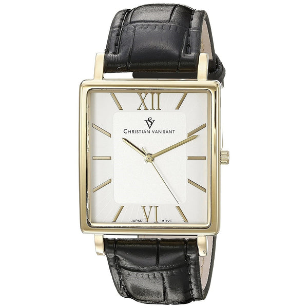 Christian Van Sant Men's CV8512 Monte Cristo Black Leather Watch