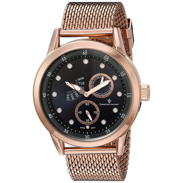 Christian Van Sant Men's CV8714 Rio Rose Gold-Tone Stainless Steel Mesh Watch