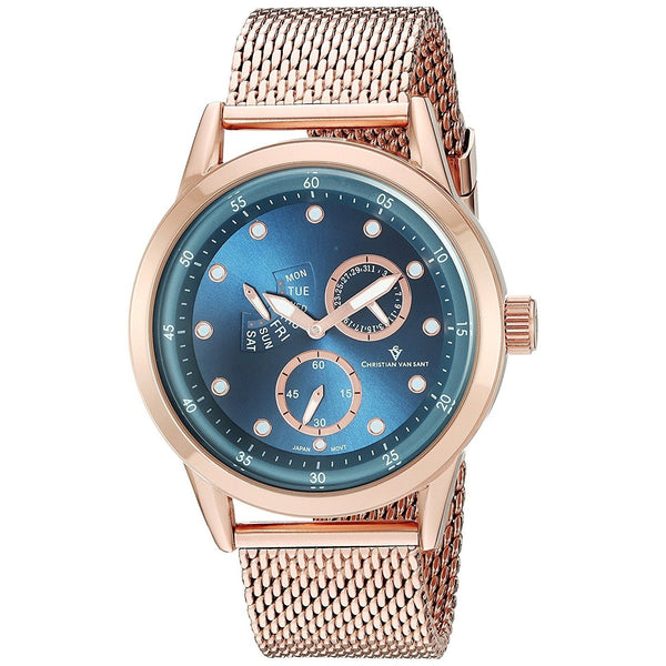 Christian Van Sant Men's CV8715 Rio Rose Gold-Tone Stainless Steel Mesh Watch