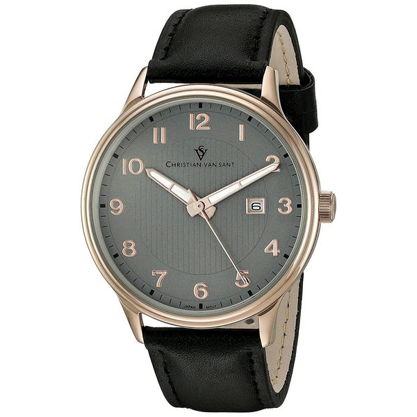 Christian Van Sant Men's CV9810 Montero Black Leather Watch