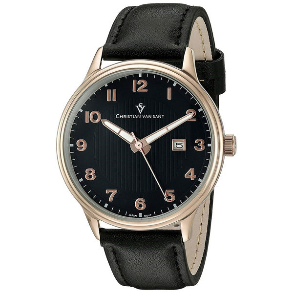 Christian Van Sant Men's CV9812 Montero Black Leather Watch