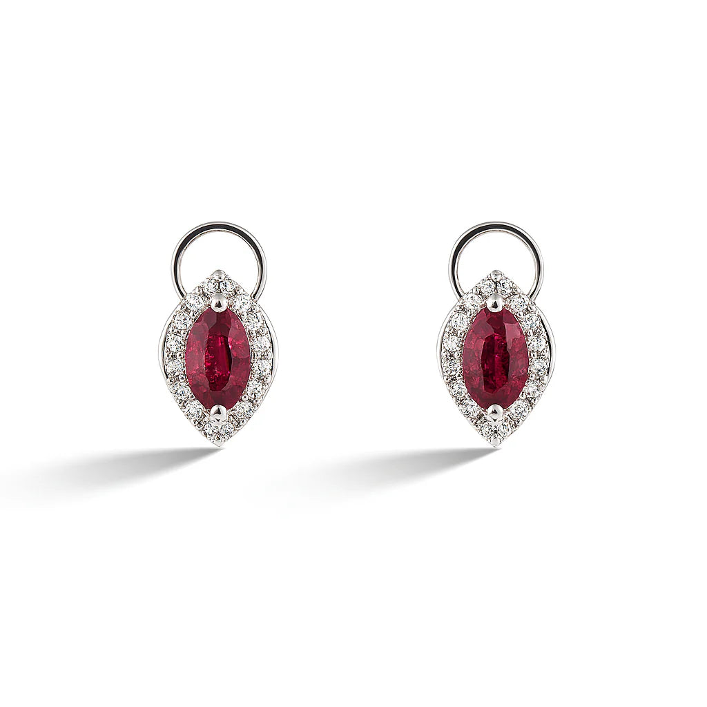 Ruby and Diamond Teardrop Earrings