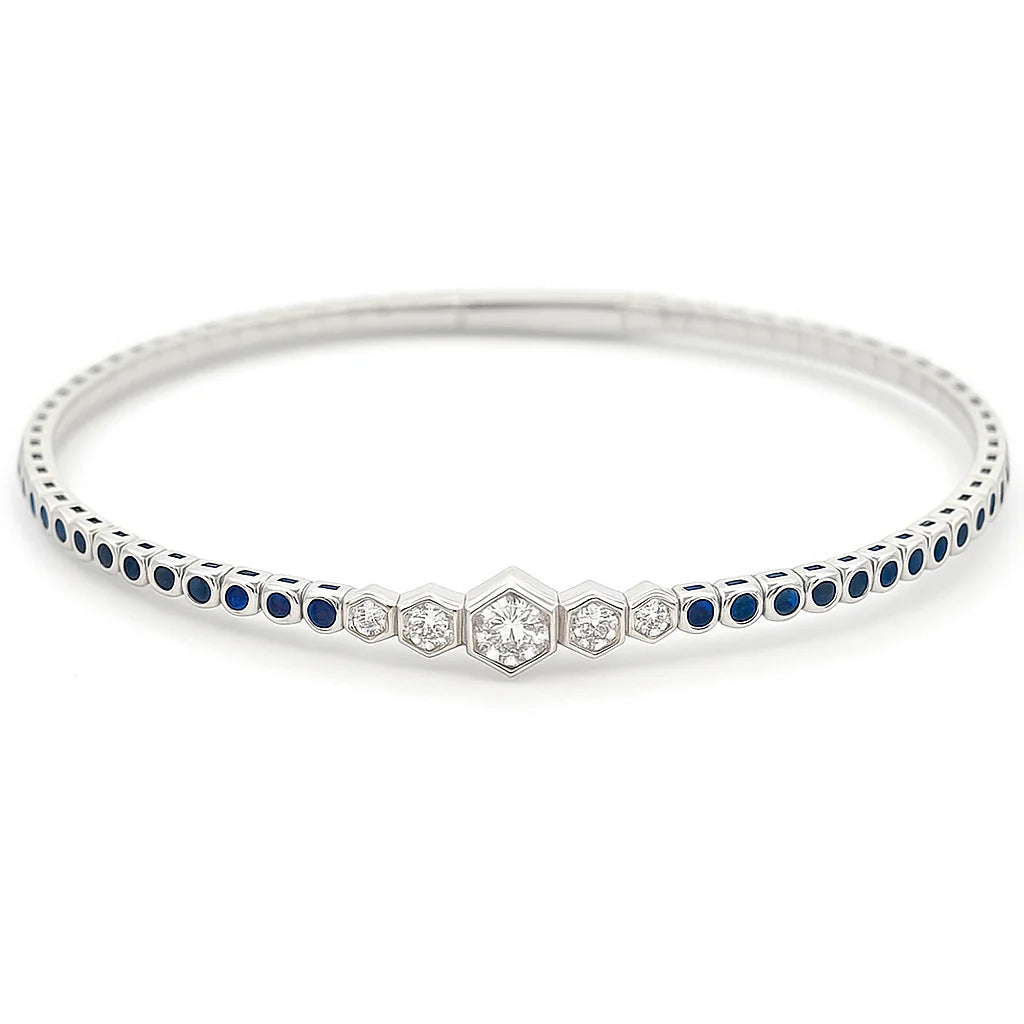 Sapphire and Diamond Flex Bangle