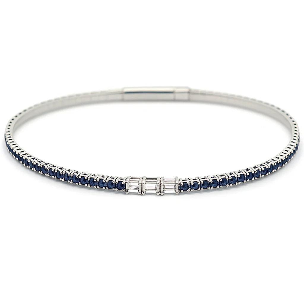 Sapphire and White Gold Tennis Bracelet