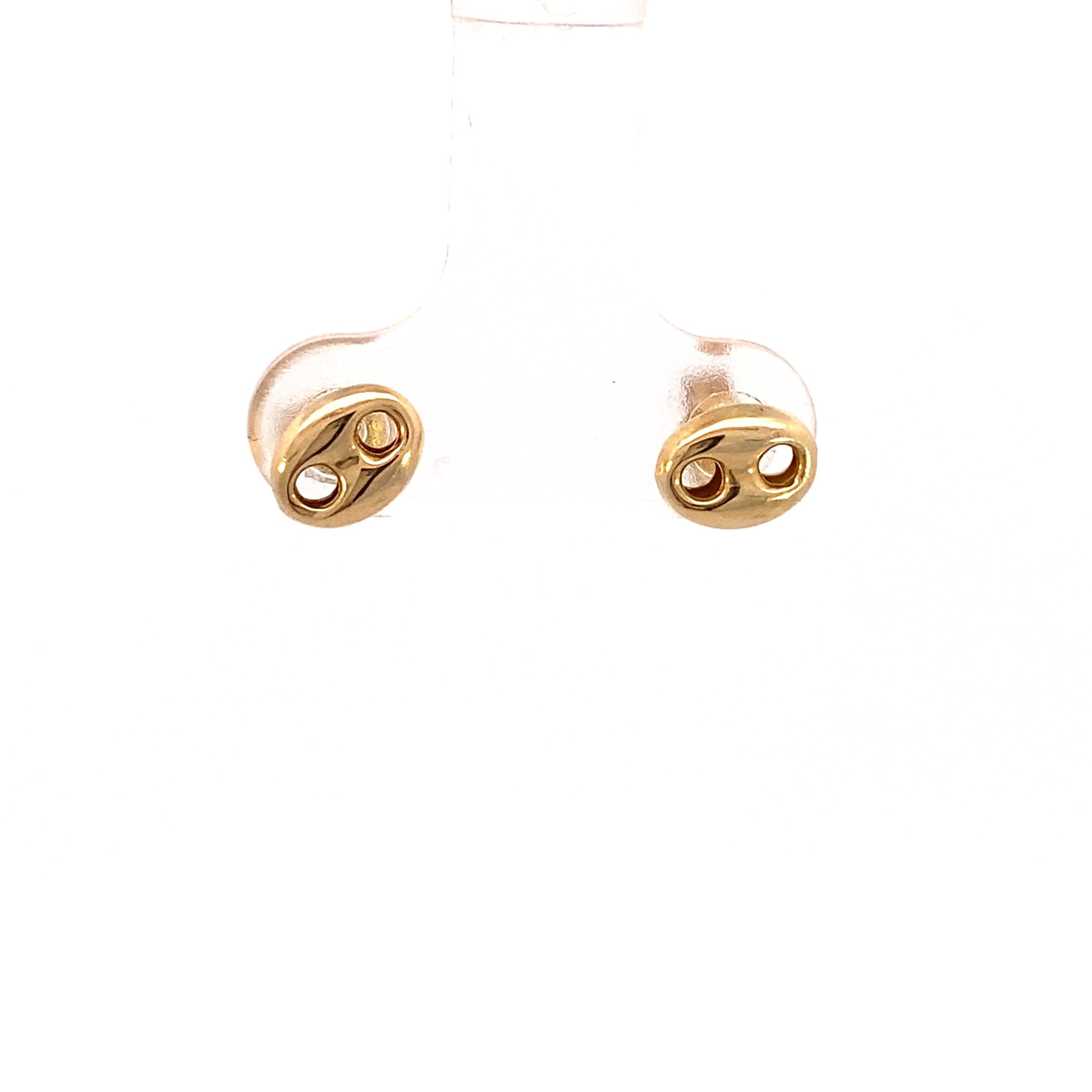 14K Gold Puff Mariner Stud Earrings
