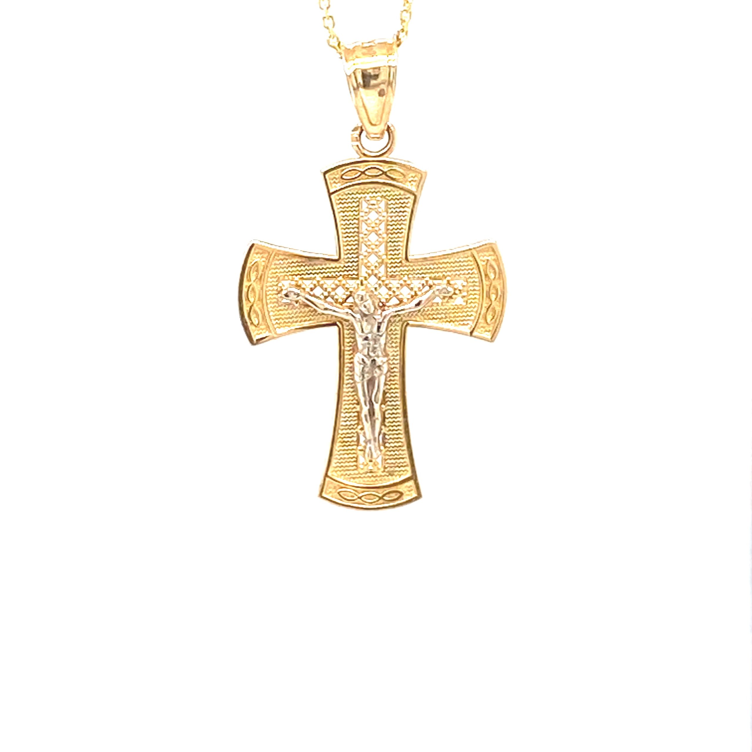 Jesus Cross Two-Tone 14k Gold Pendant