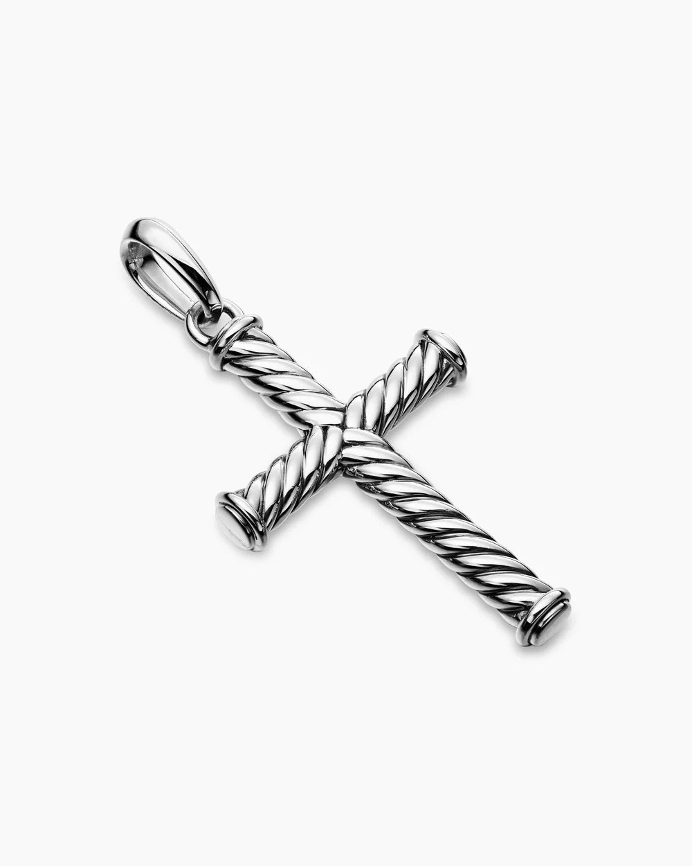 Cable Cross Pendant in Sterling Silver, 35mm