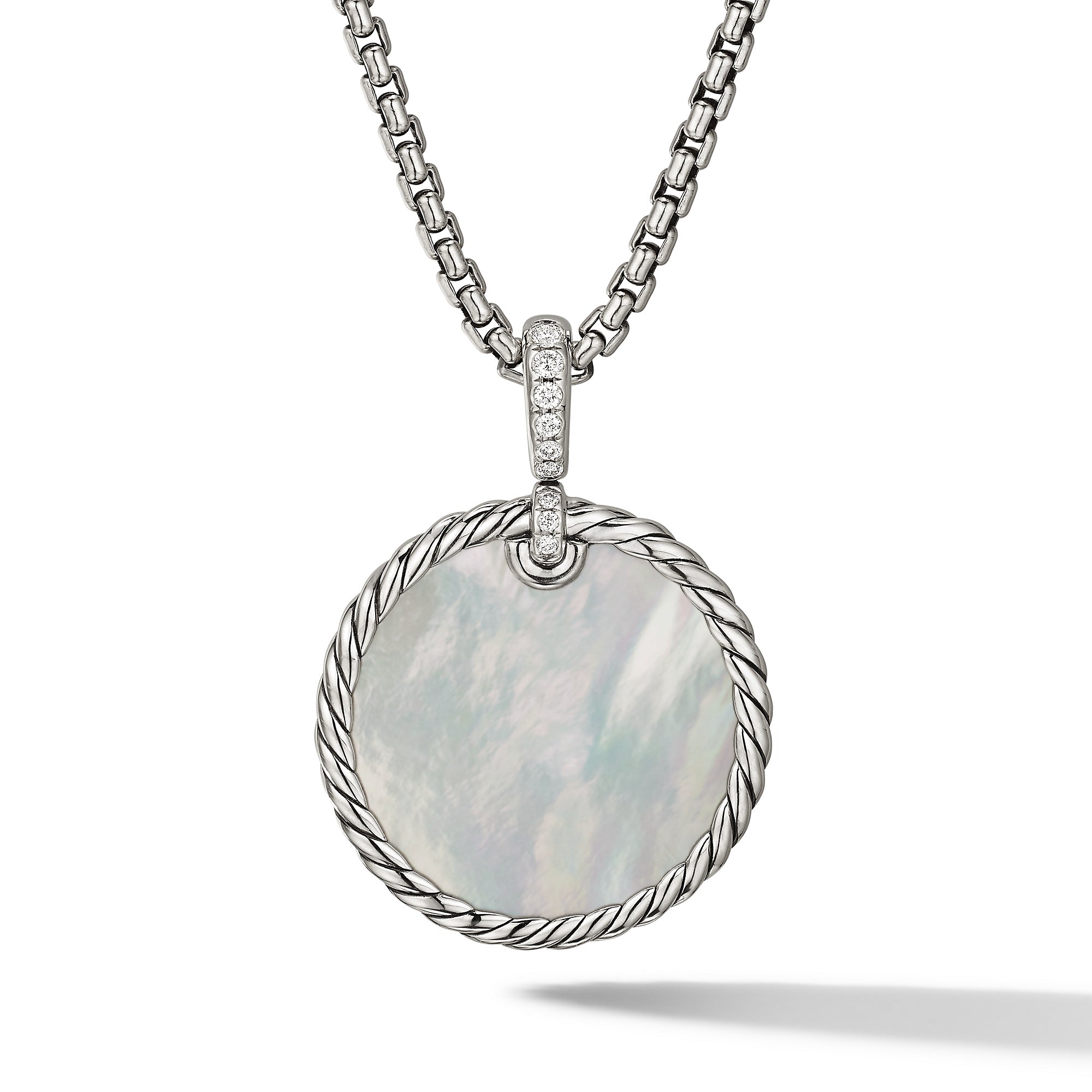 David Yurman Elements Reversible Disc Pendant with Turquoise, Mother of Pearl and Diamonds- D17020DSSDXODI