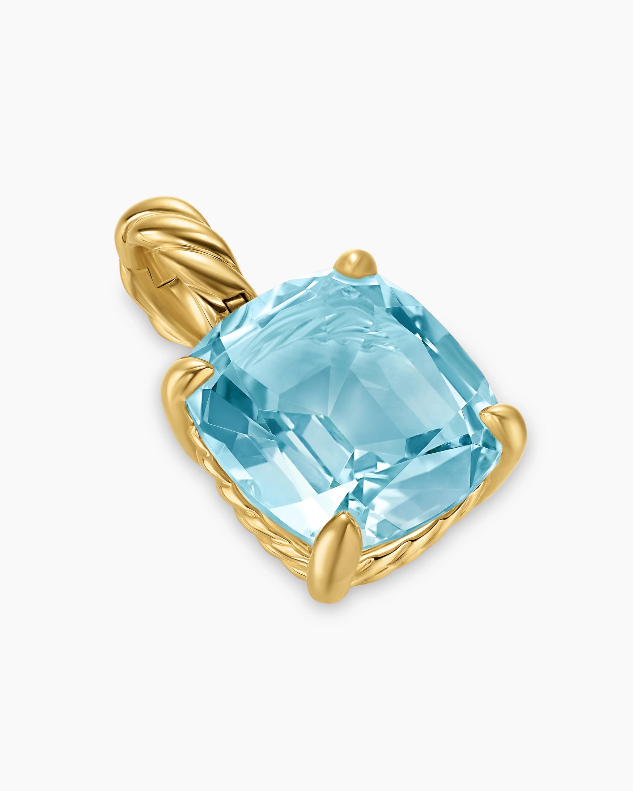 Marbella Pendant 18K Yellow Gold with Sky Blue Topaz, 12mm
