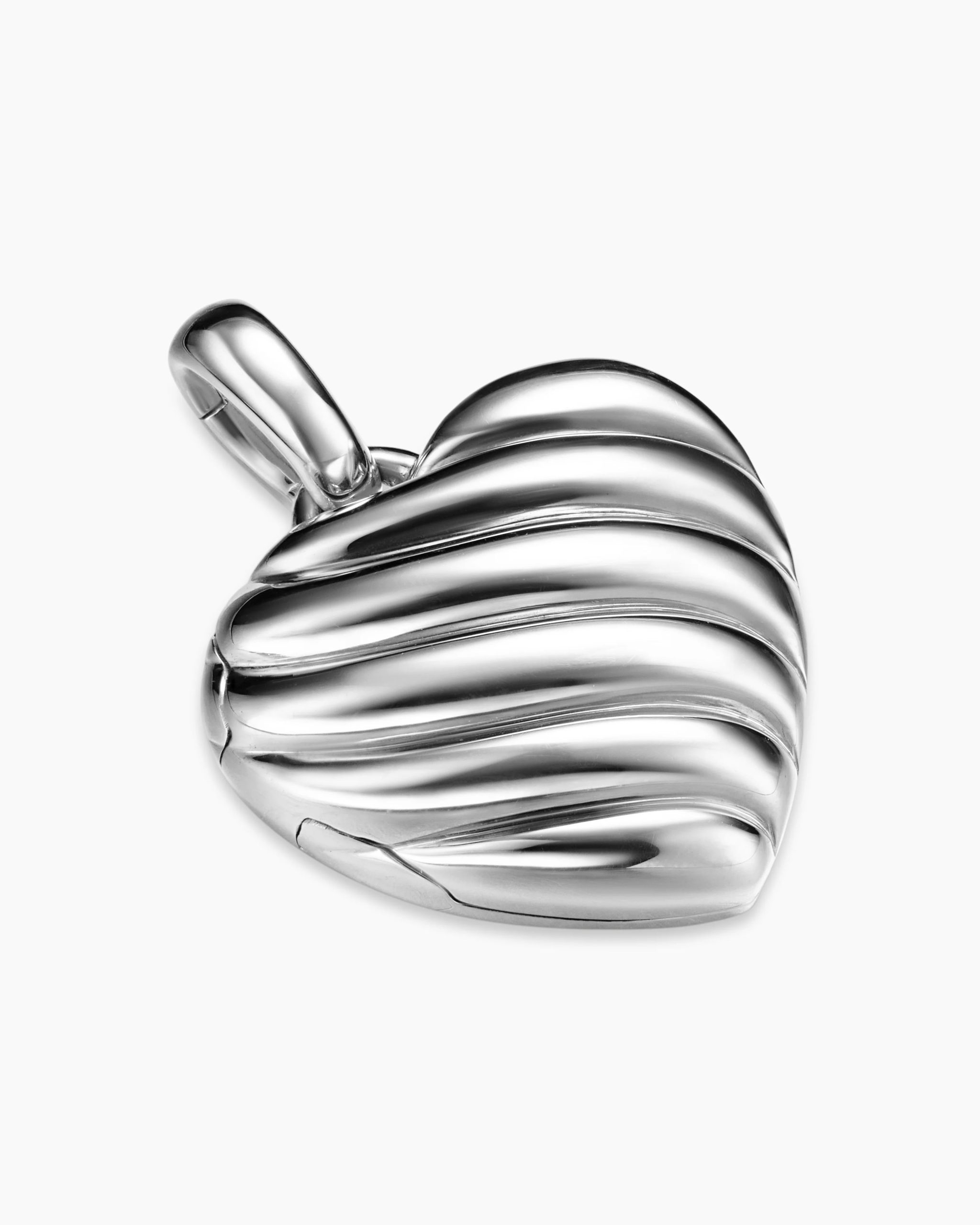 Sculpted Cable Heart Locket Sterling Silver, 23mm