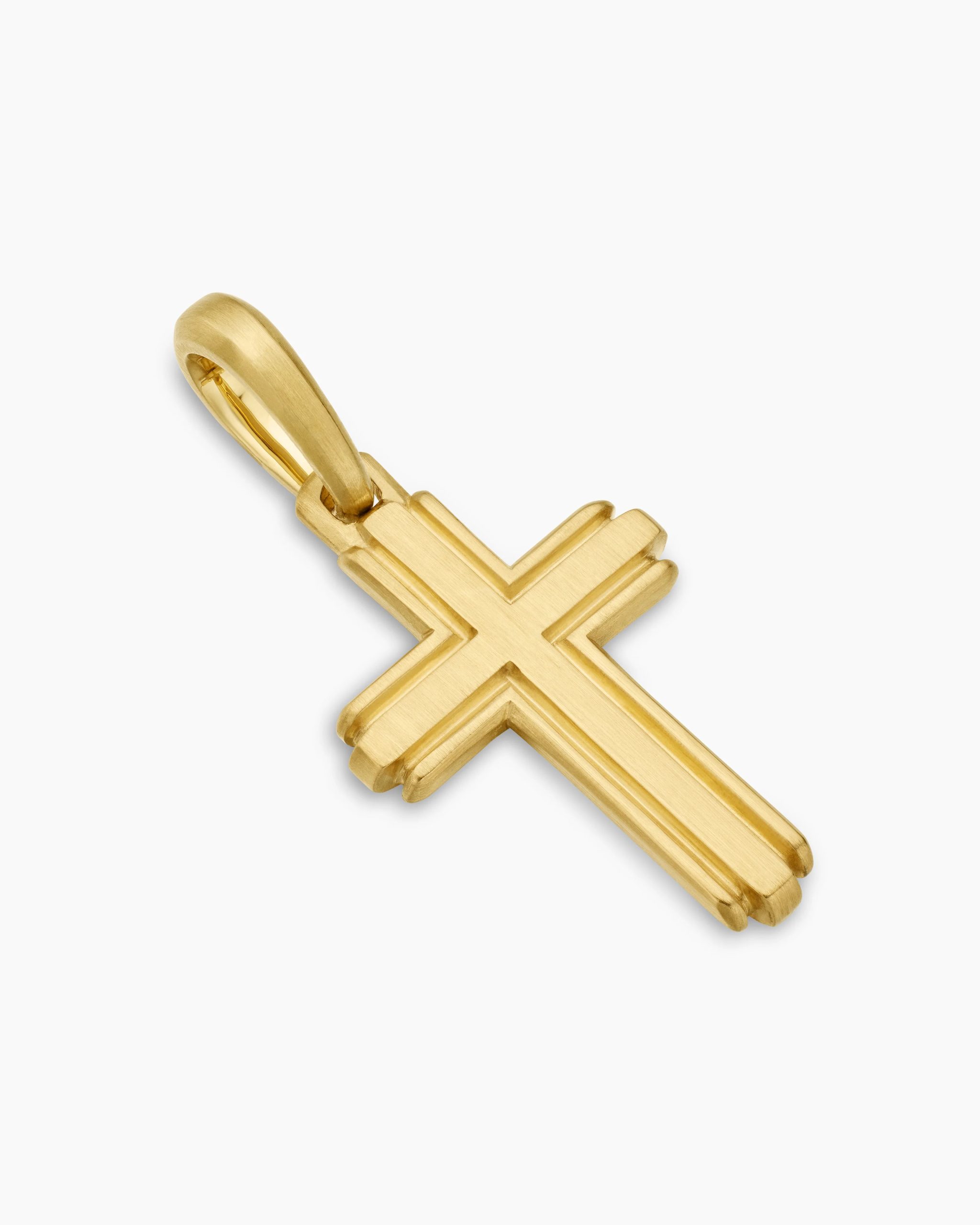 Deco Cross Pendant 18K Yellow Gold, 27mm