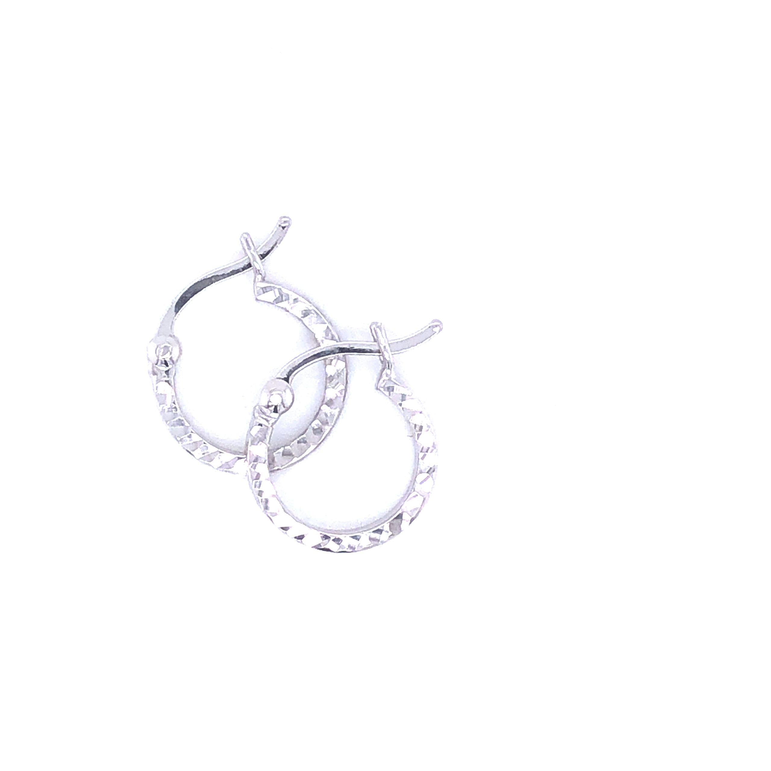 14K Small White Gold Huggies