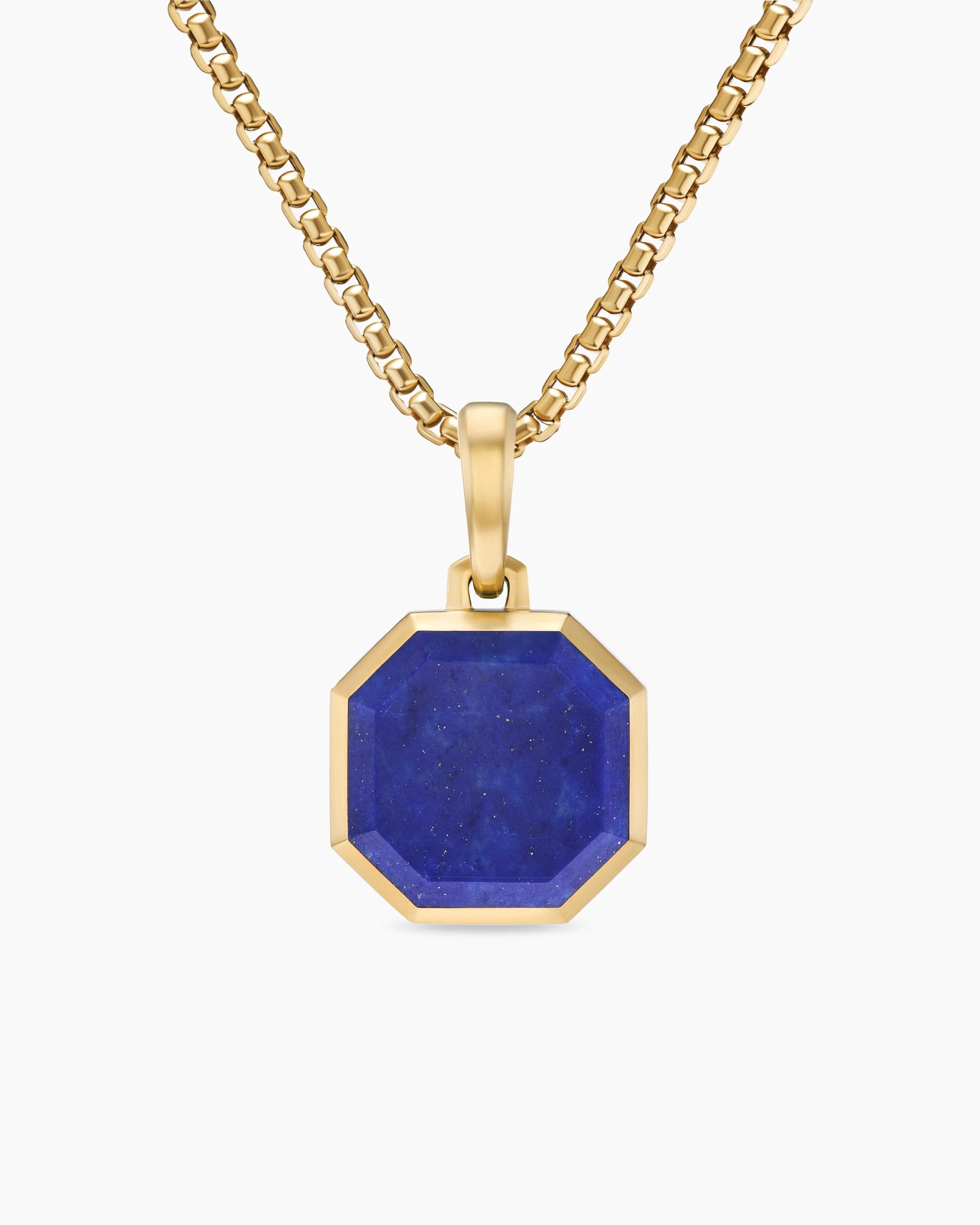 FACETED STONE AMULET 18K Yellow Gold with Lapis, 16mm