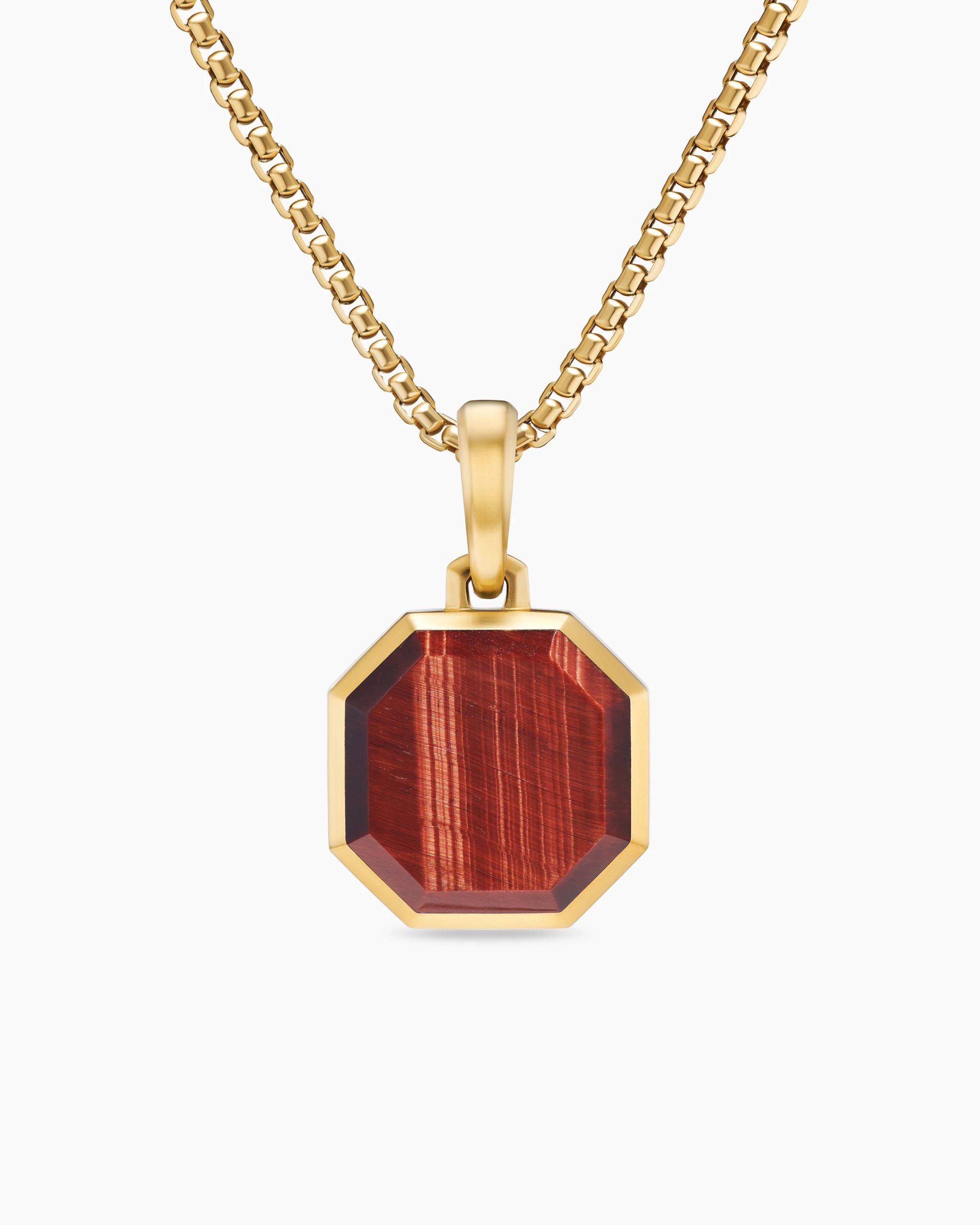 FACETED STONE AMULET 18K Yellow Gold with Red Tiger's Eye, 16mm