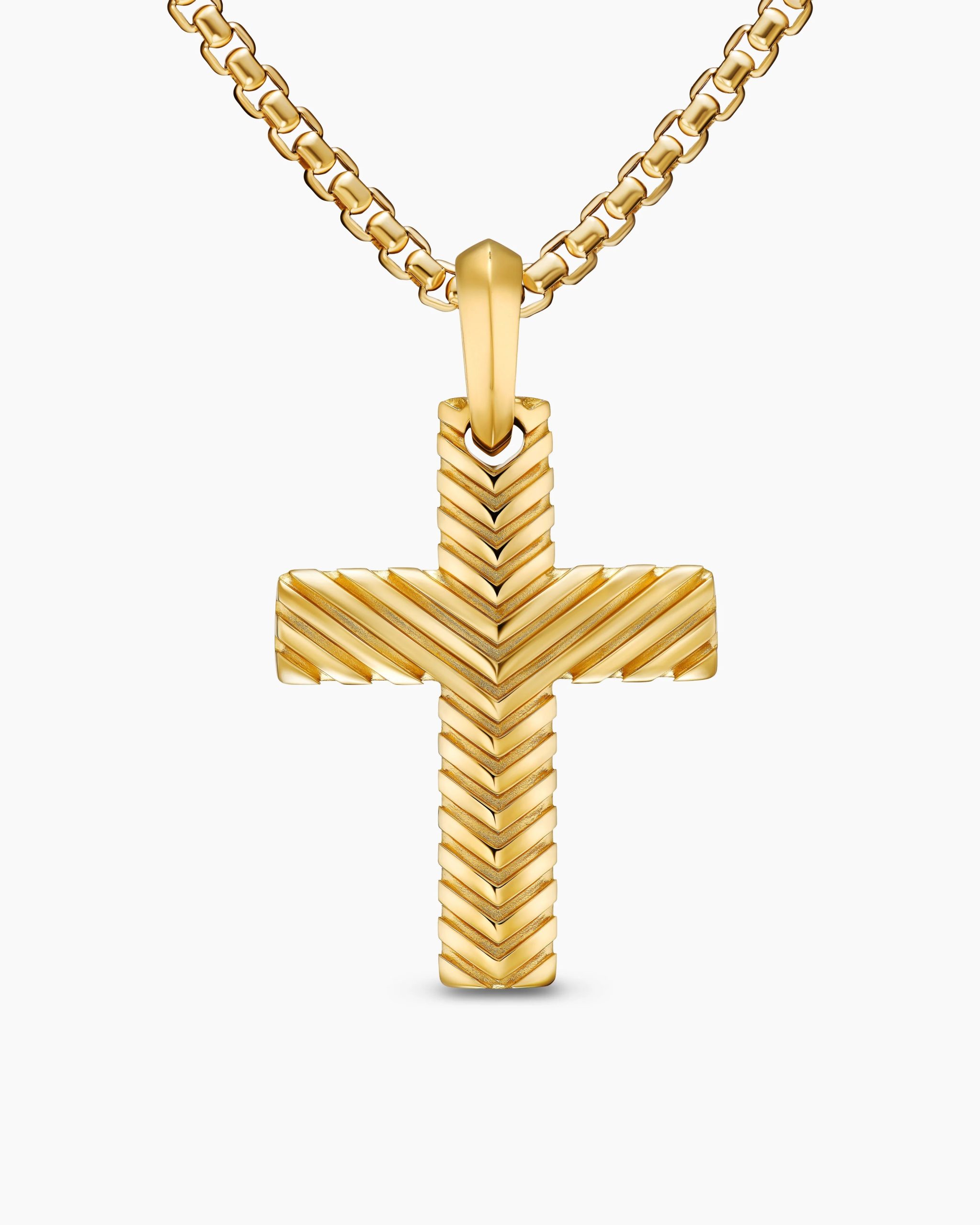 CHEVRON CROSS PENDANT 18K Yellow Gold, 36mm
