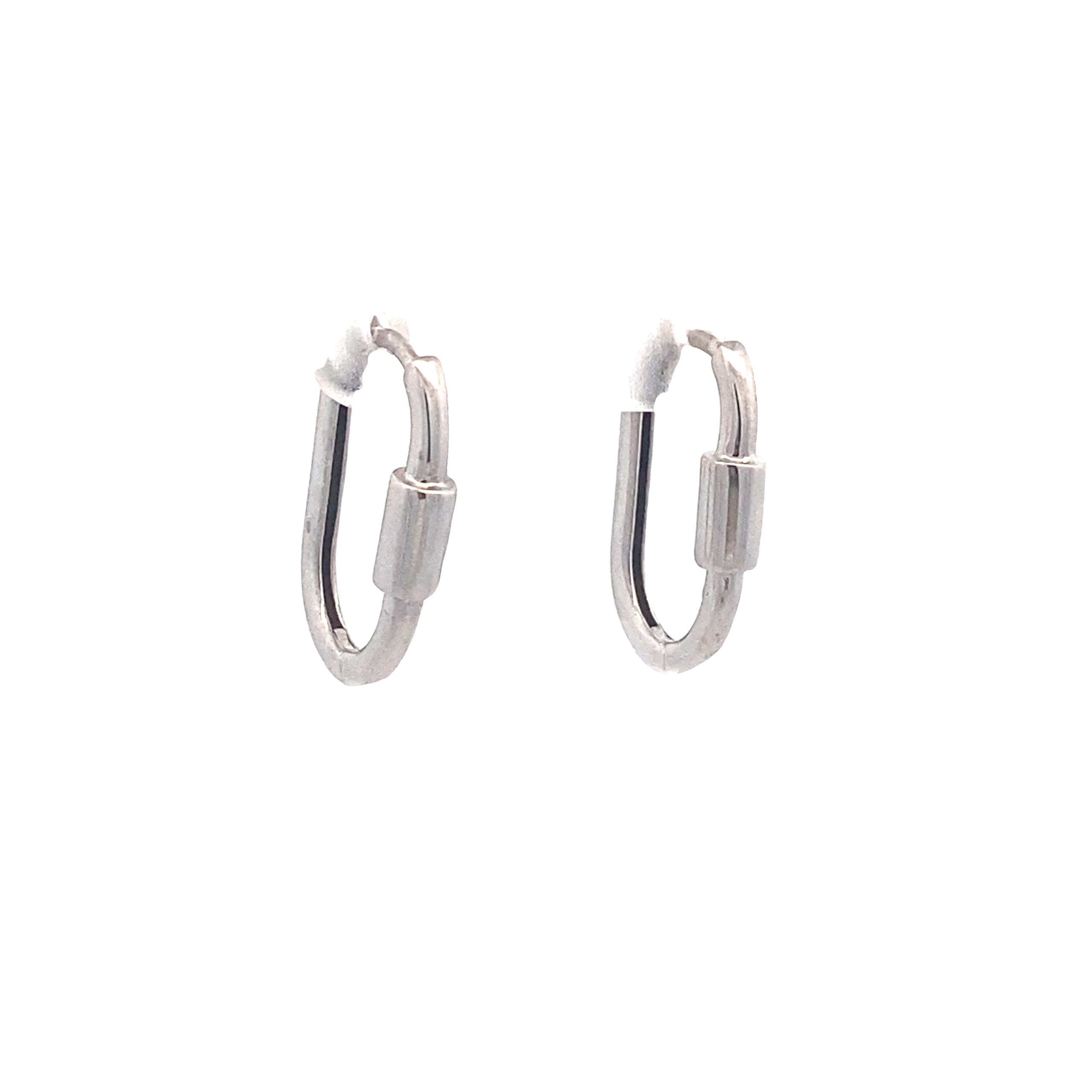 14K White Gold Link Earrings
