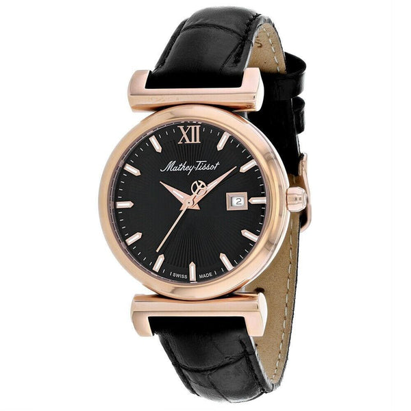 Mathey-Tissot Women's D410PLN Elegance Black Leather Watch