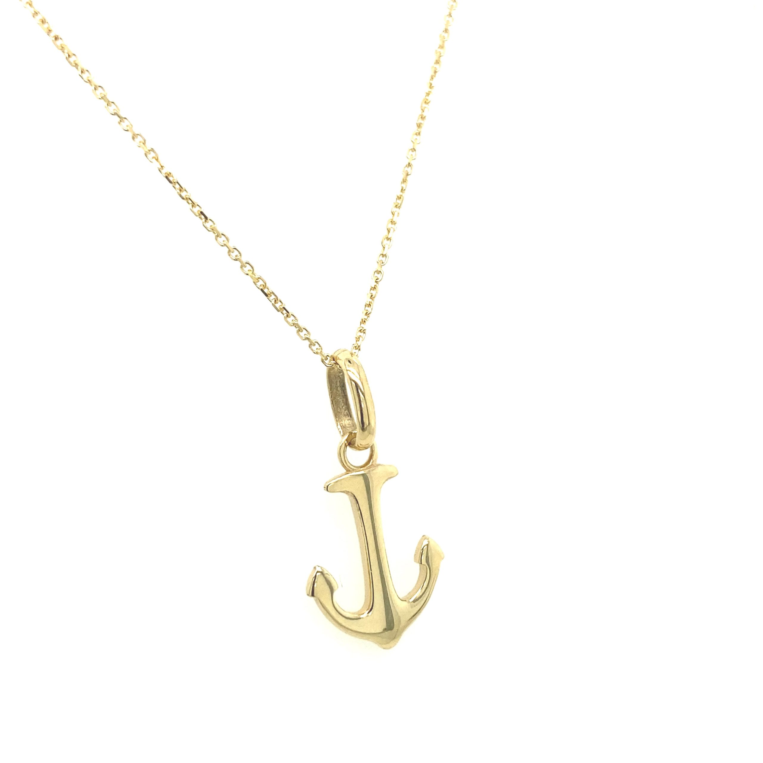 14K Gold Anchor Flat Pendant