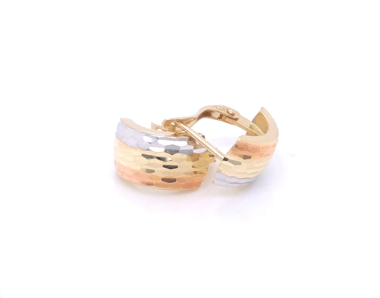 Tri-Color 14k Gold Leverback Earrings