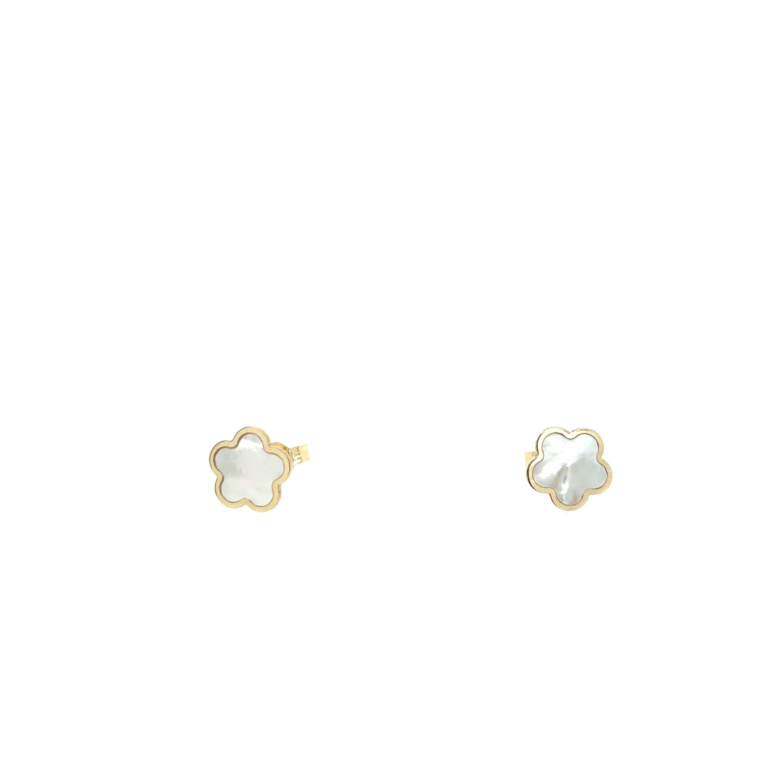 14K GOLD FLOWER MOTHER OF PEARL EARRING