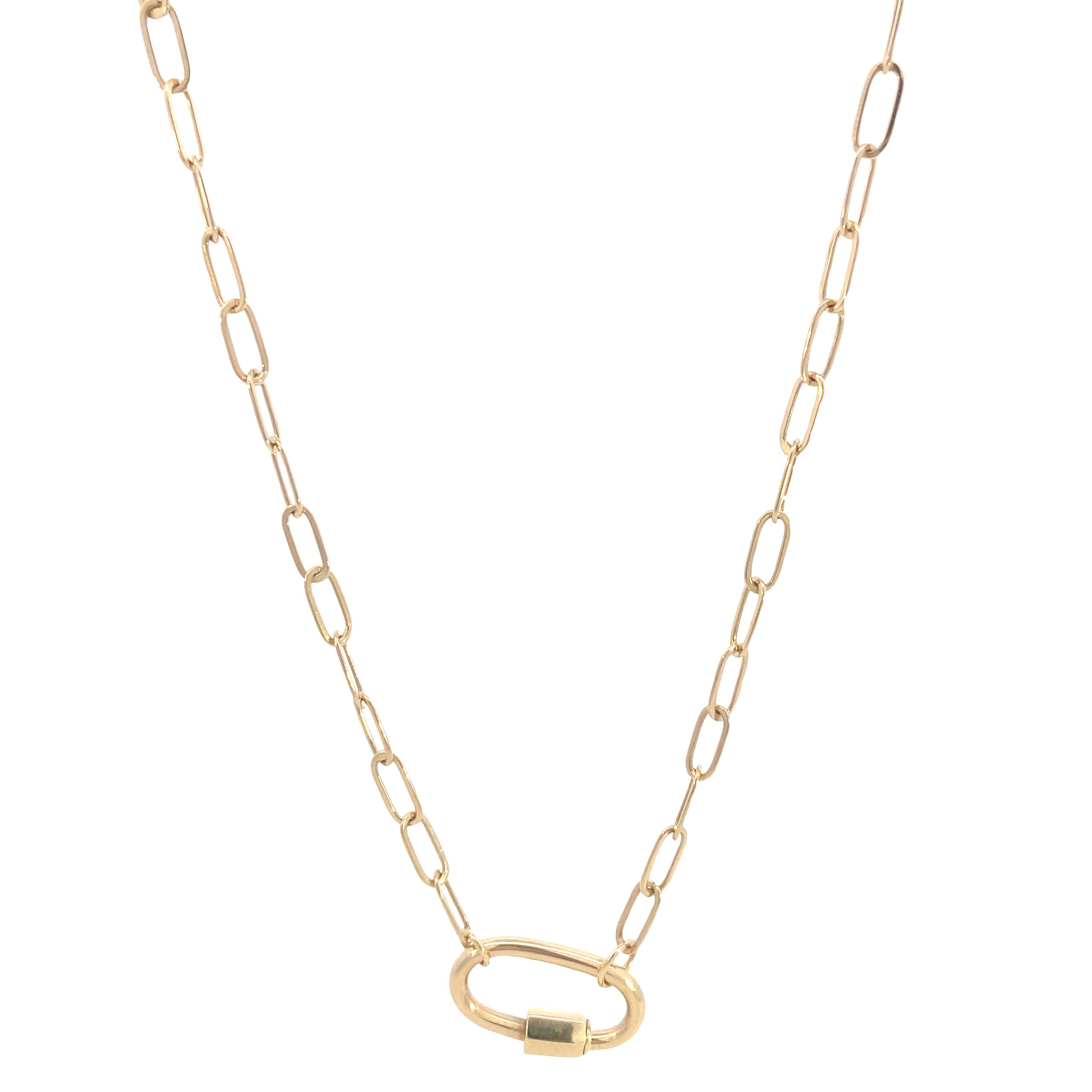 14K Gold Paper Clip Link Necklace