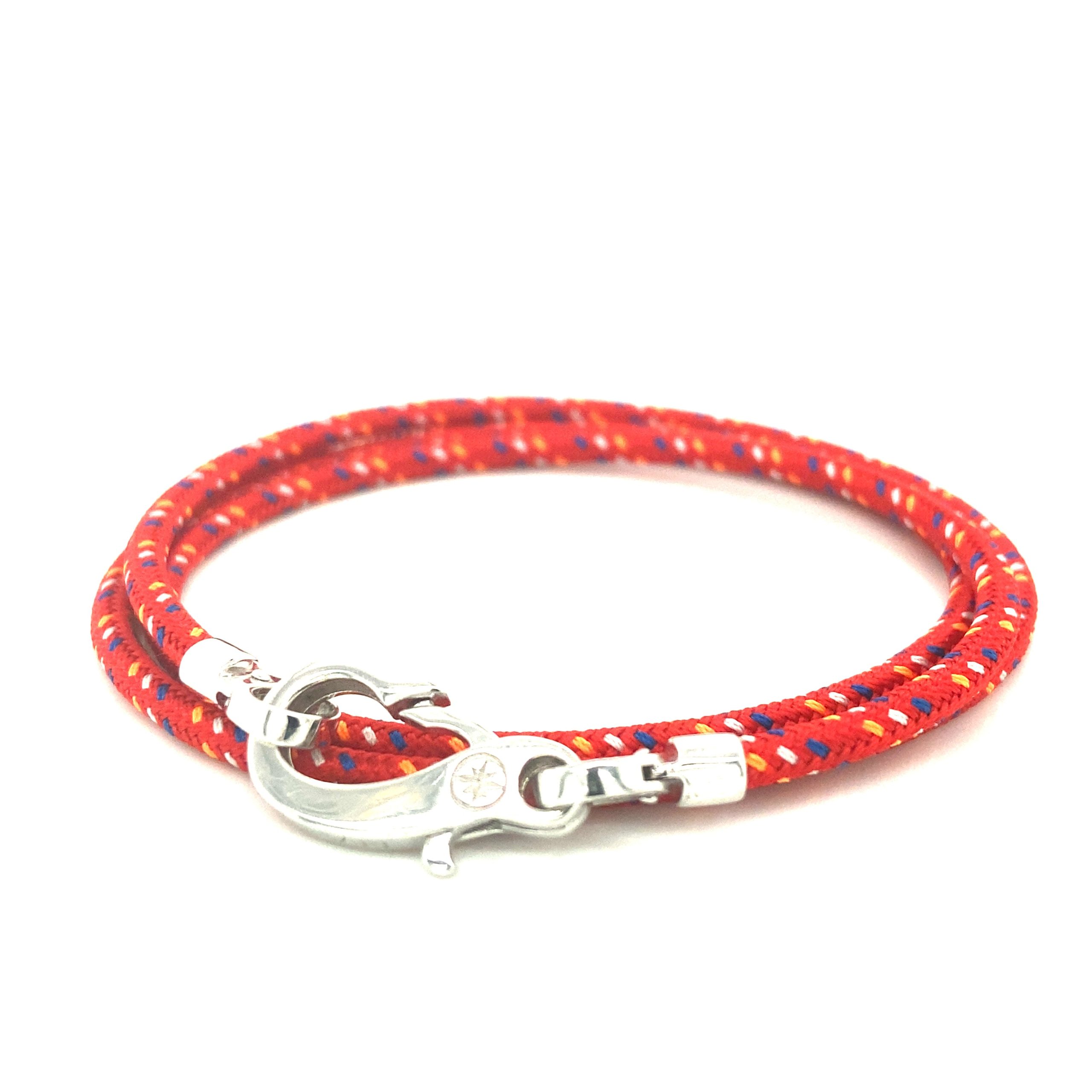 Triple Cord Polyester Red Multi Color With Silver Hook