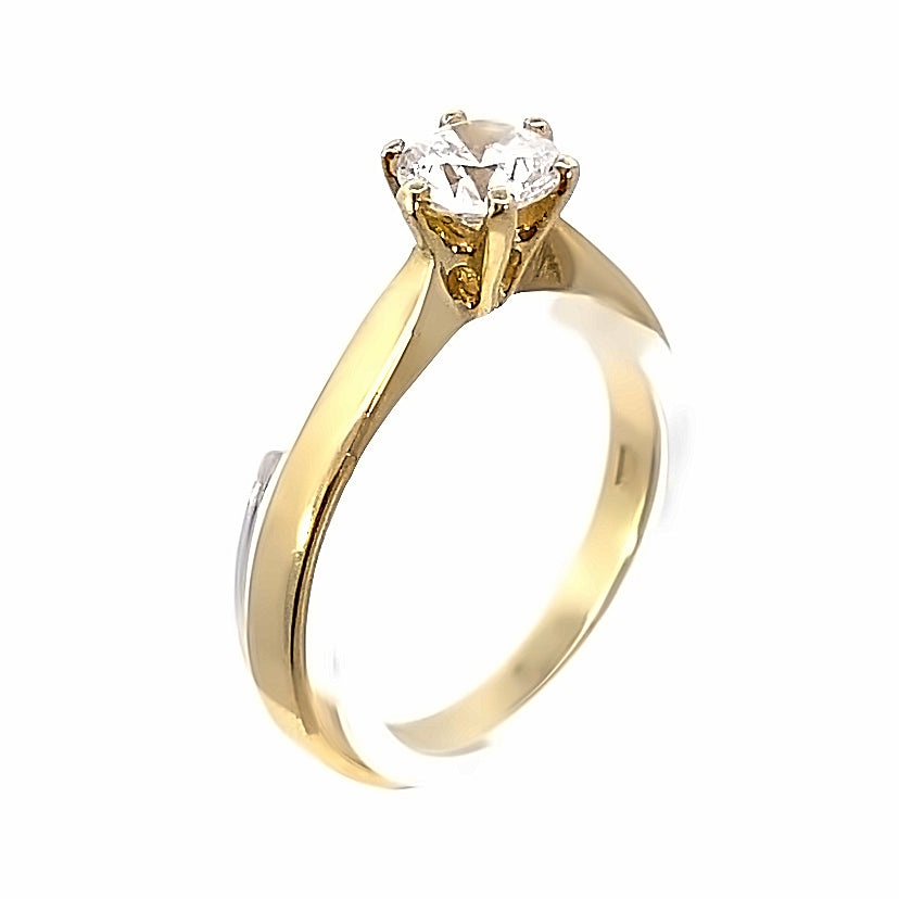 14K Gold Solitaire Six Prone Ring