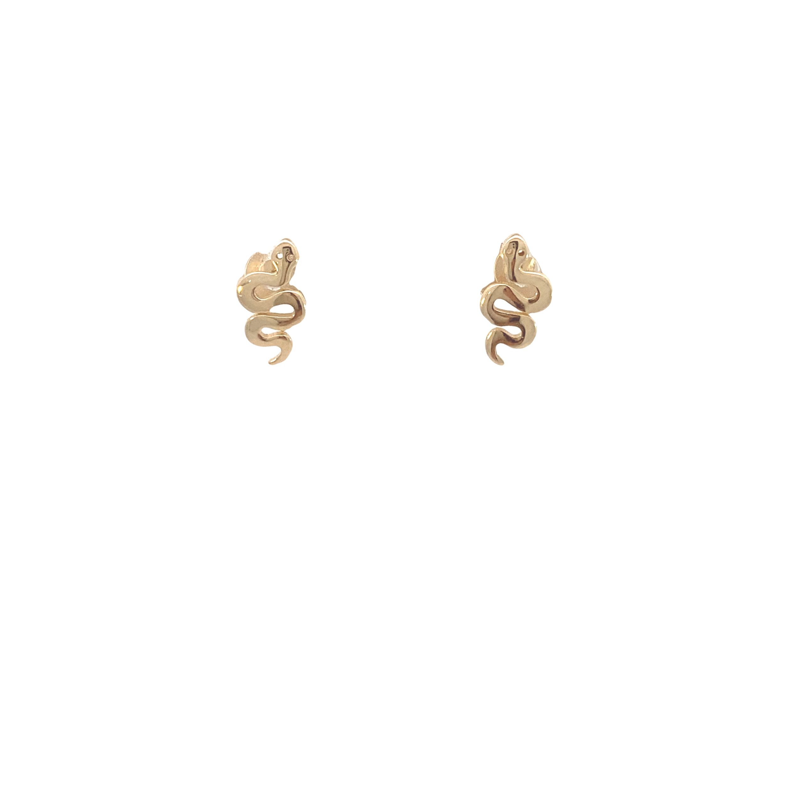 14K Gold Snake Stud Earrings
