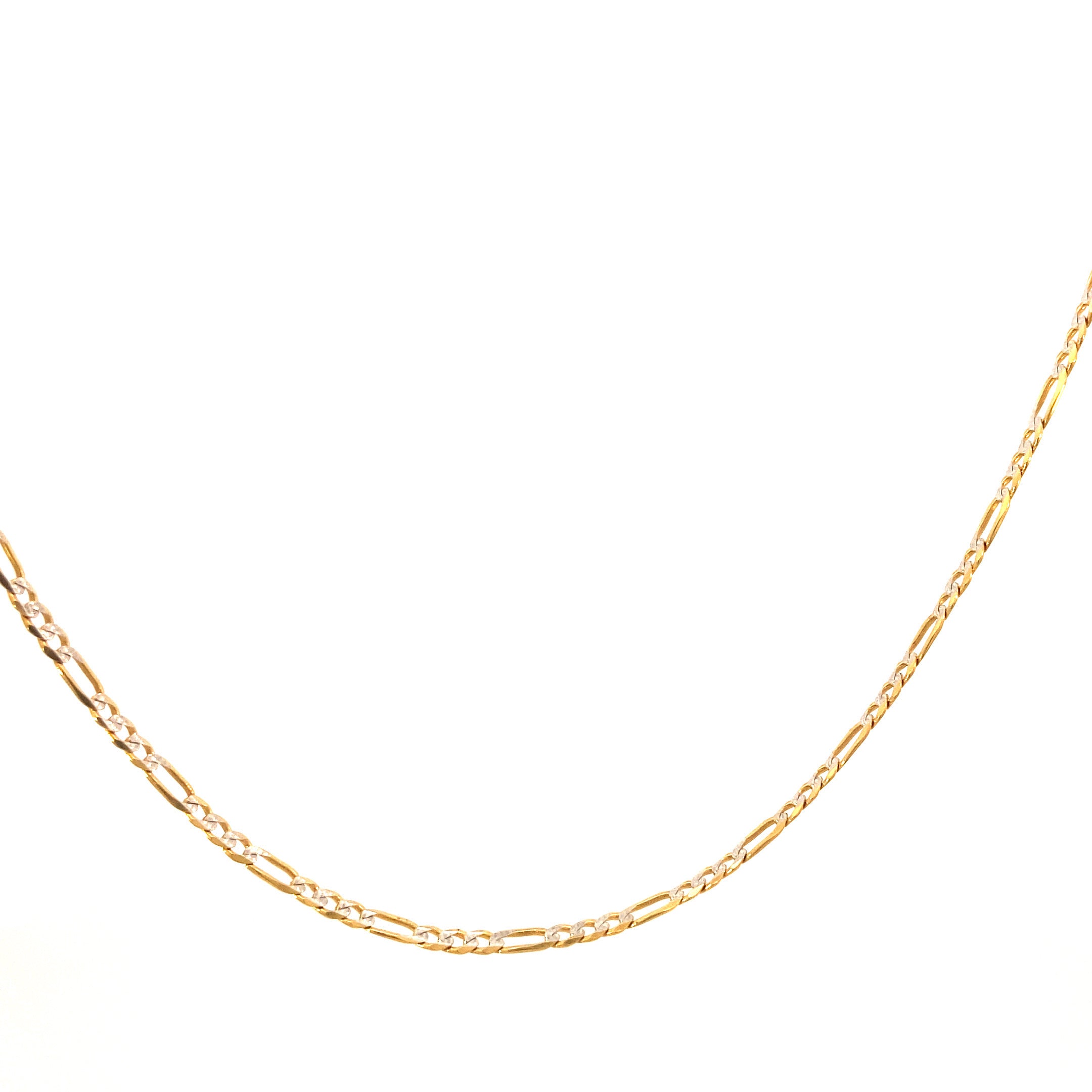 14K Figaro Chain / White Pave