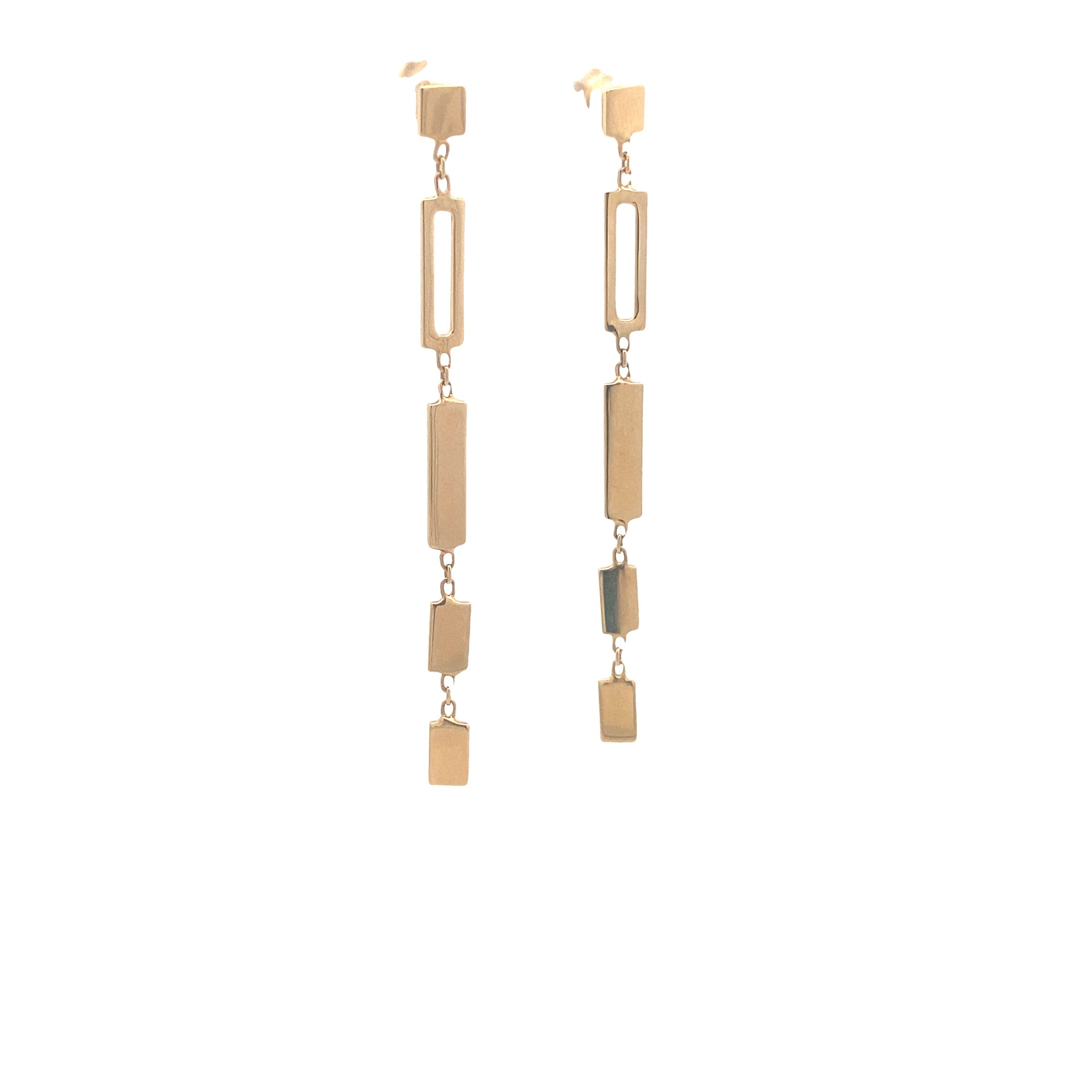 14K Gold Long Square Earrings