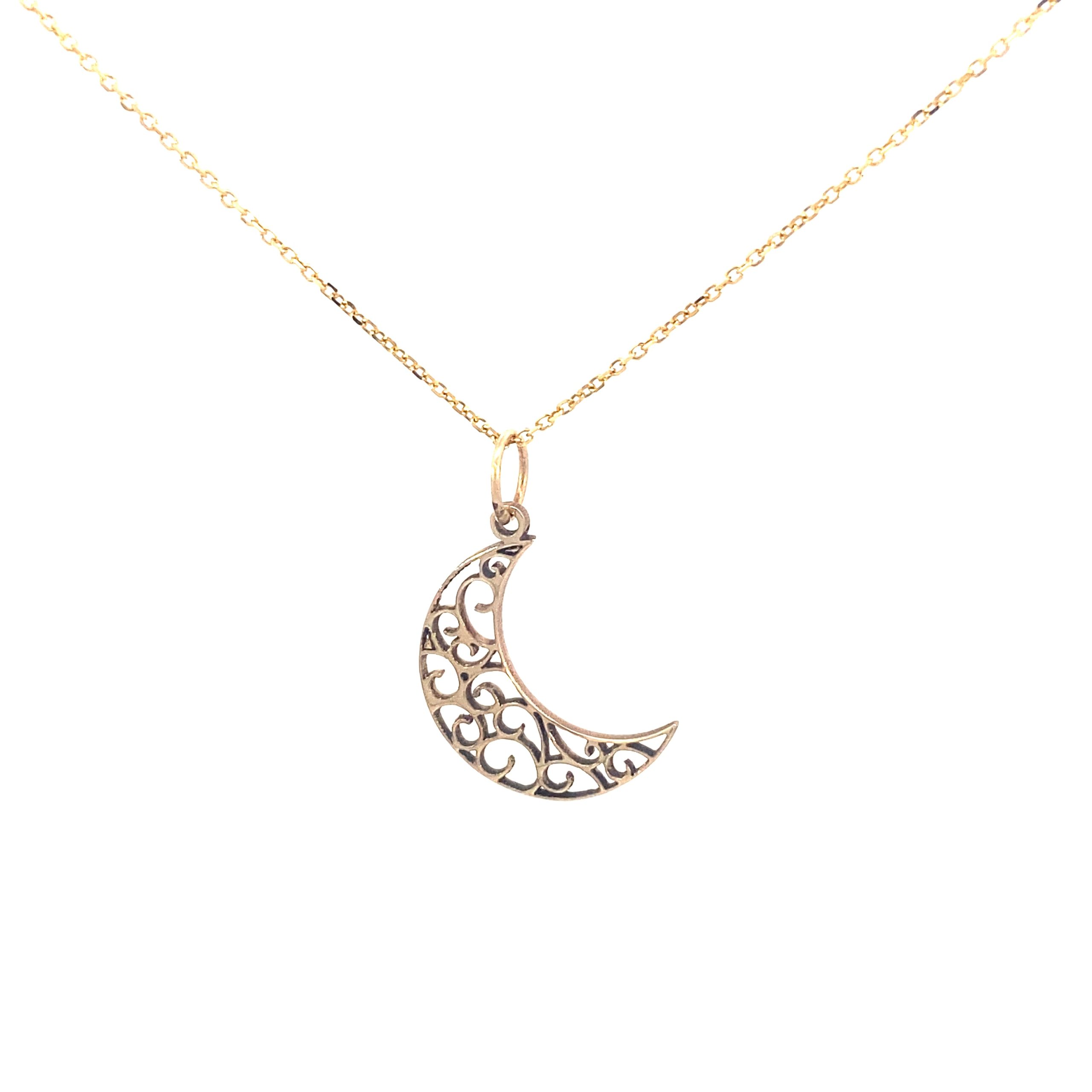 14K Gold Custom Vintage Moon Pendant