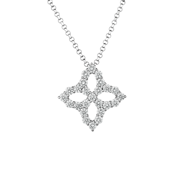 Roberto Coin Princess Flower Necklace with Large Diamond Pendant