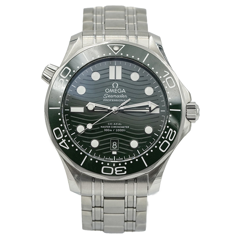SOLD - 9/11/24 - Omega Diver 300 Green Dial + Strap & Bracelet 42mm 2023 B&P 210.30.42.20.10.001