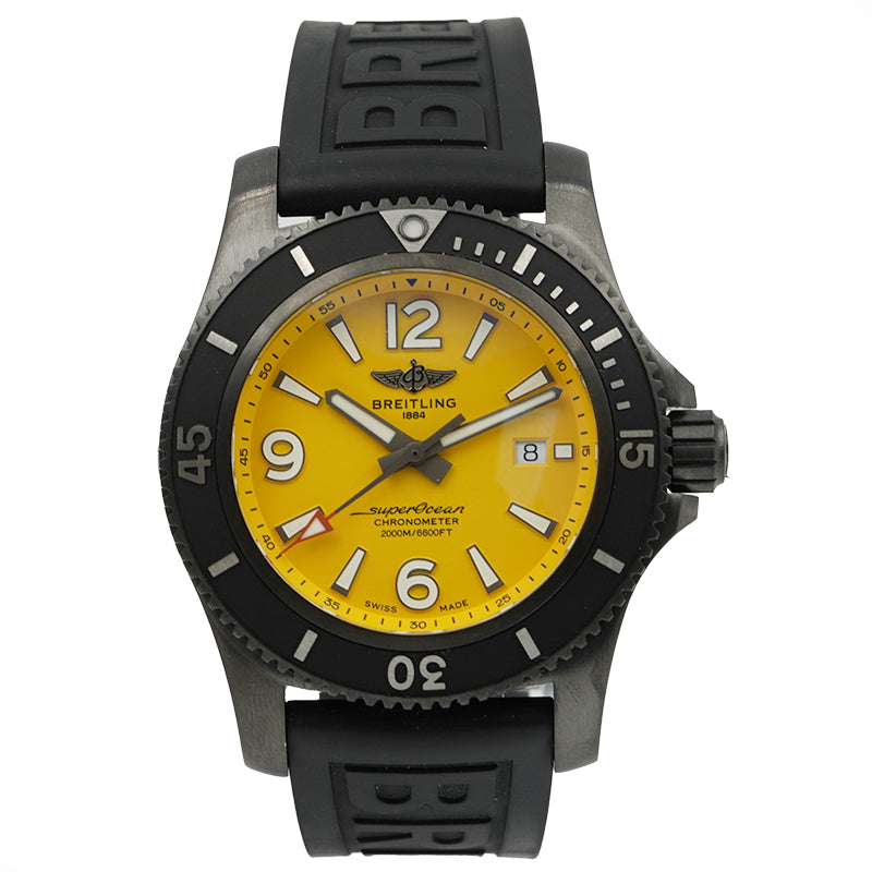 SOLD - 3/4/24 - Breitling Superocean 46mm Black Steel Yellow Dial M17368D71I1S1 B&P 2022